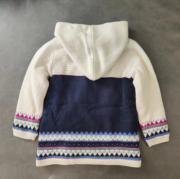 CATIMINI Toddler Girls' Patterned knit  Hooded Cardigan - Picture 4 of 6